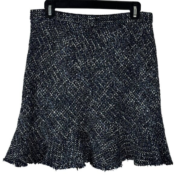Theory NEW Autumn Tweed Mini Skirt Blue Black White Career Office Classic Sz 6 - Picture 2 of 10